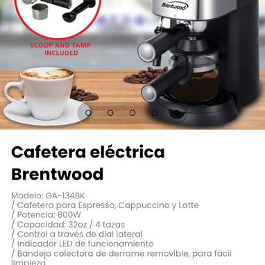 Cafetera eléctrica Brentwood. Cafetera para Espresso, Cappuccino y Latte - 5/5