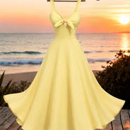 Vestido amarillo con lazo talla S - Img 56419425