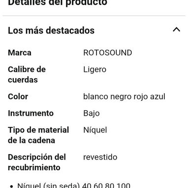 Cuerdas Guitarra Bajo (40 60 80 100) - 3/3