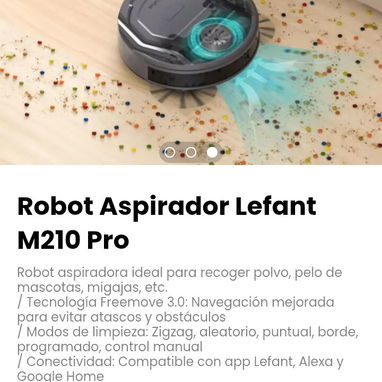 Robot Aspirador Lefant M210 Pro. Ideal para recoger polvo, pelo de mascotas, migajas, etc. - Img 115560626