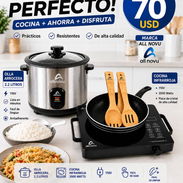 Combo olla arrocera+ cocina infrarroja con satén y utensilios - Img 56769217