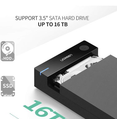 CARCASA DE DISCO DURO 3.5"CON CABLE USB 3.0 Y ADAPTADOR DE CORRIENTE PARA HDD SSD SATA 1,2,3 - Img 70287678