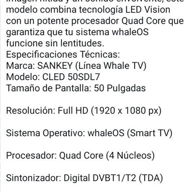 TV SANKEY de 50 pulgadas Smart TV calidad 💯👌 - Img 122375046