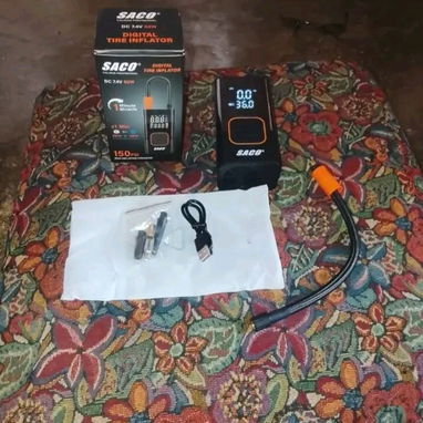 Compresores portátil marca saco calidad profesional de 50w de potencia  infla hasta 150psi precion maxima - 2/4