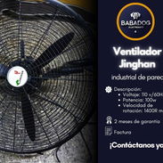 Ventilador industrial de pared  Jinghan   Precio:150 usd  2 meses de garantía   Descripción   Voltaje:110 v/60Hz Potenci - Img 55402164