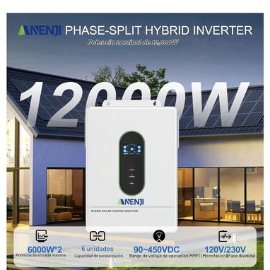 Super oferta!!! Inversor híbrido solar de 12000W 48V DC a 120V/240V AC Inversor de potencia de fase dividida monofásico. - 8/8