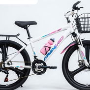 Bicicletas 24,llantas d paleta d aluminio,frenos d disco,7 cambios,timbre, amortiguador,parrilla y cesta nuevas en caja - Img 58231115