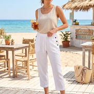 Pantalón Culotte "Blanco Algodón" con Detalles de Botones 18 - Img 55805648