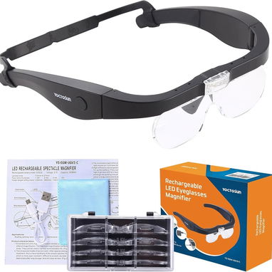 YOCTOSUN Gafas de Aumento Recargables, Gafas Magnificadoras de Cabeza con 2 Luces LED y Lentes Desmontables.....53274327 - Img 120686936