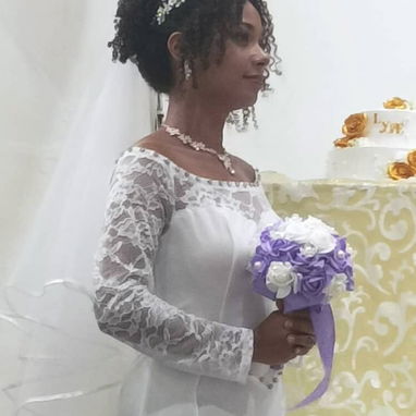 Alquiler de Vestido de Novia, ramo, velo y accesorios. (Talla M) - 4/6