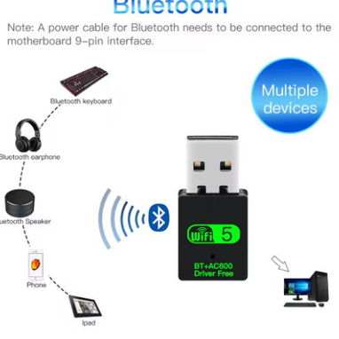 Adaptador USB Wifi Bluetooth 2 en 1 doble banda - 2/3