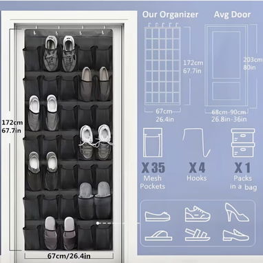 ‼️ ORGANIZADOR ‼️  ZAPATERA GRANDE. 💰 ORGANIZADOR PARA ZAPATOS. ZAPATERA COLGANTE. ZAPATERA COLOR NEGRO 🚨 - 2/3