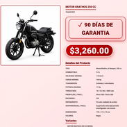 MOTO KRATHOS 250CC SUSPENSIÓN TELESCÓPICA DOBLE AMORTIGUADOR MOTOR KRATHOS 250 CC 90 DÍAS GARANTÍA TRANSPORTE VPT-0229 - Img 57976135