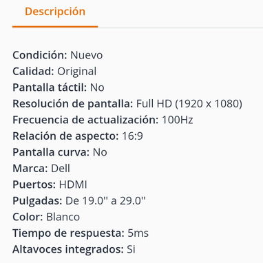 Monitor Dell - 27" (S2725H) IPS LED FHD 100Hz ( 2 - HDMI ) - Color Blanco 🔶 $195 - 6/6