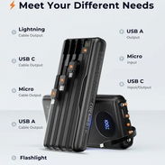 Power Bank JOYFAR 30000mAh 22.5W con Cables Integrados y Pantalla LED - Img 55880287