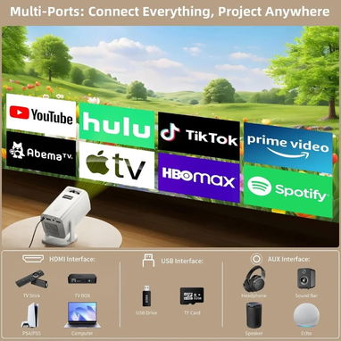 Mini proyector portátil Sainyer Q100 Full HD 1080P compatible con 4K de hasta 200 pulgadas - 2/2