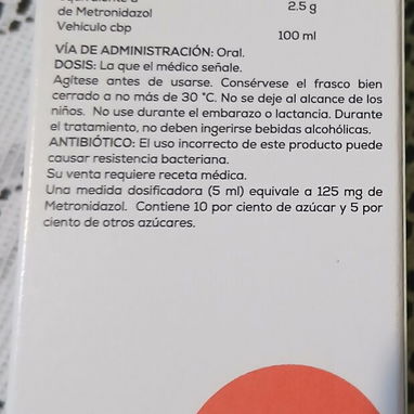Metronidazol en suspensión frasco de 120ml con 125mg en 5ml, indicado para niños - 2/4