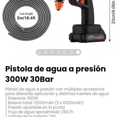 Pistola de agua a presión 300W 30Bar. Presión ajustable en la punta - Img 115933920