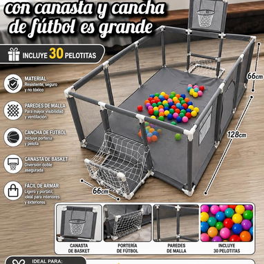 Corral para bebe☝️ Con pelotas, canasta y portería  100usd - 3/4