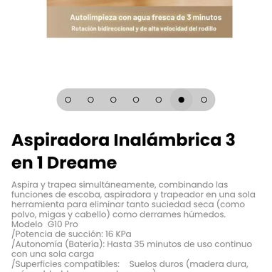 Aspiradora Inalámbrica 3 en 1 Dreame. Combina las funciones de escoba, aspiradora y trapeador en una sola herramienta - 6/7