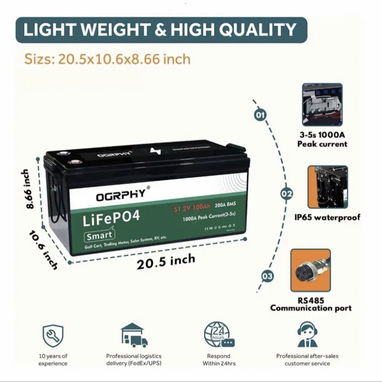 Inversor solar híbrido  6500 W, de 48 V a 120 V/240 V  + 2 Batería  LiFePO4 de 48V 100AH (5.12kWh) - 3/4