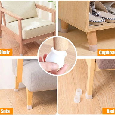 12 protectores de silicona para patas de sillas y muebles. Color gris - 2/2