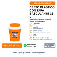 CESTO PLÁSTICO CON TAPA BASCULANTE 12 L - Img 58438398
