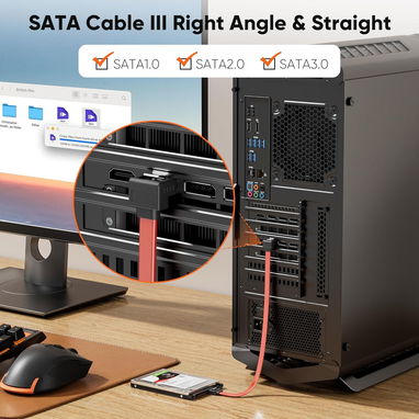 CableCreation Cable SATA III [2 unidades] SATA III de 8 pulgadas/0.6 pies SATA III 6.0 Gbps 7 pines hembra a ángulo - Img 102990957