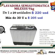 Lavadora semiautomática de 9 kg marca milexus - Img 50567341