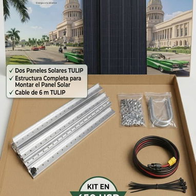 Kit de 2 paneles rígidos de 200W cada uno (400W en total) con sus soportes y 1 cable XT60 de 6m - Img 125766010