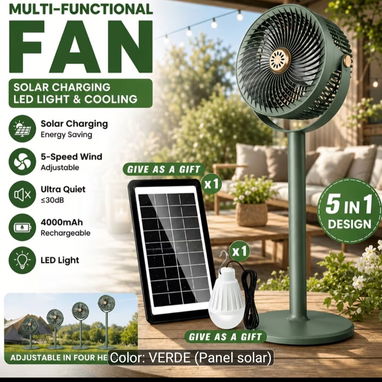 VENDO VENTILADOR PORTATIL CON PANEL SOLAR Y BOMBILLO. EL PANEL CARGA CELULARES, OTROS BOMBILLOS ETC. - Img 126973048