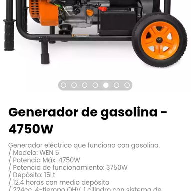 Generador de gasolina - 4750W. Modelo: WEN 5 - 5/7