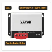 Controlador Solar MPPT VEVOR 50A 660W (12V) / 1320W (24V) 98% Eficiencia 12V/24V Con Bluetooth Regulador de Carga Negro - Img 52494975