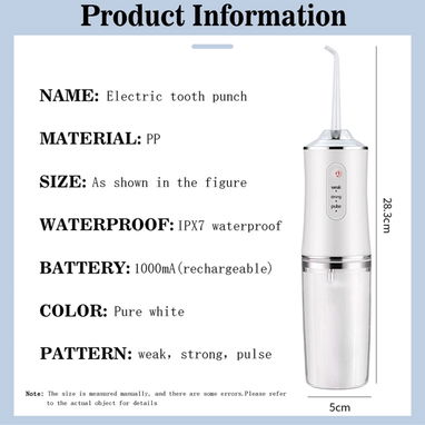 Irrigador Bucal Portátil Limpiador Dientes Eléctrico Con3 Modos & Ipx7 Impermeable recargable capacidad 200ml 54321470 - Img 96352774
