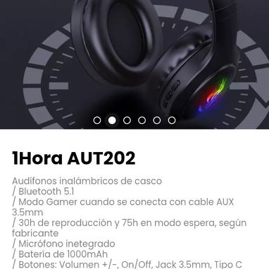 1Hora AUT202 Audífonos inalámbricos de casco - Img 122431310