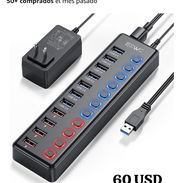 Vendo HUB marca JESWO de 11 puertos USB7 puertos de transferencia de datos + 4 puertos de carga inteligente ¡Nuevo new!! - Img 57550922