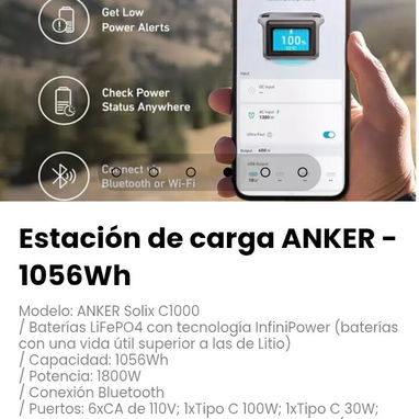 Estación de carga ANKER - 1056Wh Modelo: ANKER Solix C1000 - 4/5