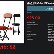 Silla Plegable Reforzada Asiento Redondo $20.00, Silla Plegable Tapizada Útiles del Hogar Novedad VPT-0637 - Img 54488086