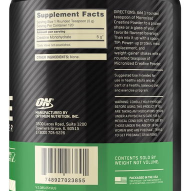 CREATINA MONOHIDRATADA OPTIMUM NUTRITION 120 SERVICIOS - Img 123163960