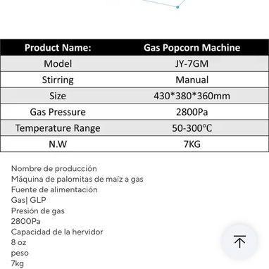 Máquina de Palomitas de maíz de Gas. No necesita electricidad - Img 126173865