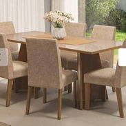 Juego de comedor beige de 6 sillas - Img 56460760