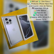 IPhone 16pro Max con su sim física para venta o cambio solo por iPhone o Samsung s24 o s25 ultra y vuelto a mi favor - Img 55054532