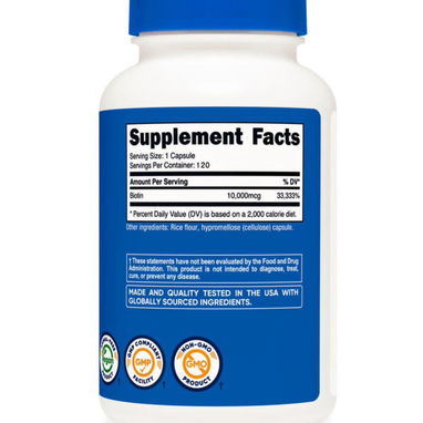 Biotina Nutricost 10 000 mcg 120 servicios - Img 119632914