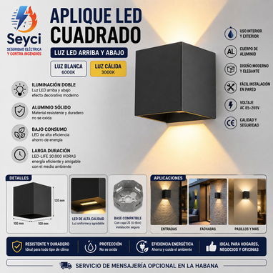 Aplique decorativo LED cuadrado arriba/abajo - 3/7