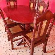 Juego de comedor de 6 sillas de caoba muy fuerte y duraderas excelente oferta para compartir en familia - Img 56326359