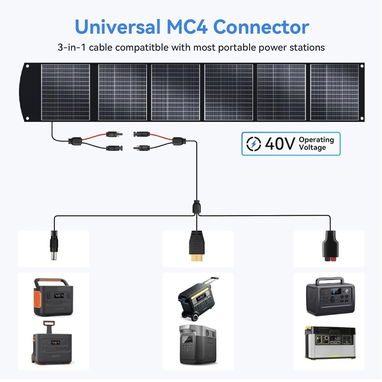 Panel Solar Portátil Plegable 400w con Cable MC4 de 3 Metros - 2/5