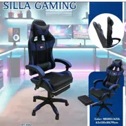 SILLA GAMING NEGRO/AZUL CON REPOSAPIÉS - Img 55645613