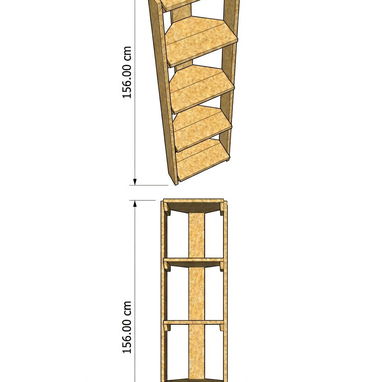 Estante vertical de pino macizo, apoyado en pared, ideal para exhibir libros, adornos y productos. - Img 115646675