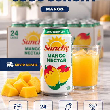 Jugos de lata Sunchy de frutas naturales y distintos sabores, venta por caja - 2/6