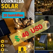 Guirnalda vintage de 8 metro trae 25 bombillas con panel solar todo es nuevo en su caja - Img 56291438